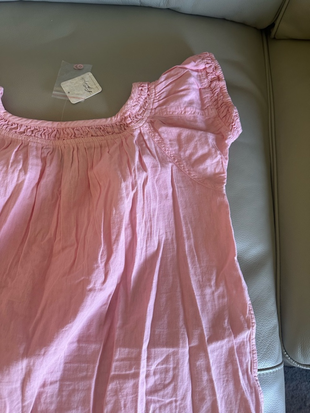 We The Free by Free People Pink Long Pintucked Ruffle Front Tunic Top NWT Sz L - Picture 8 of 15